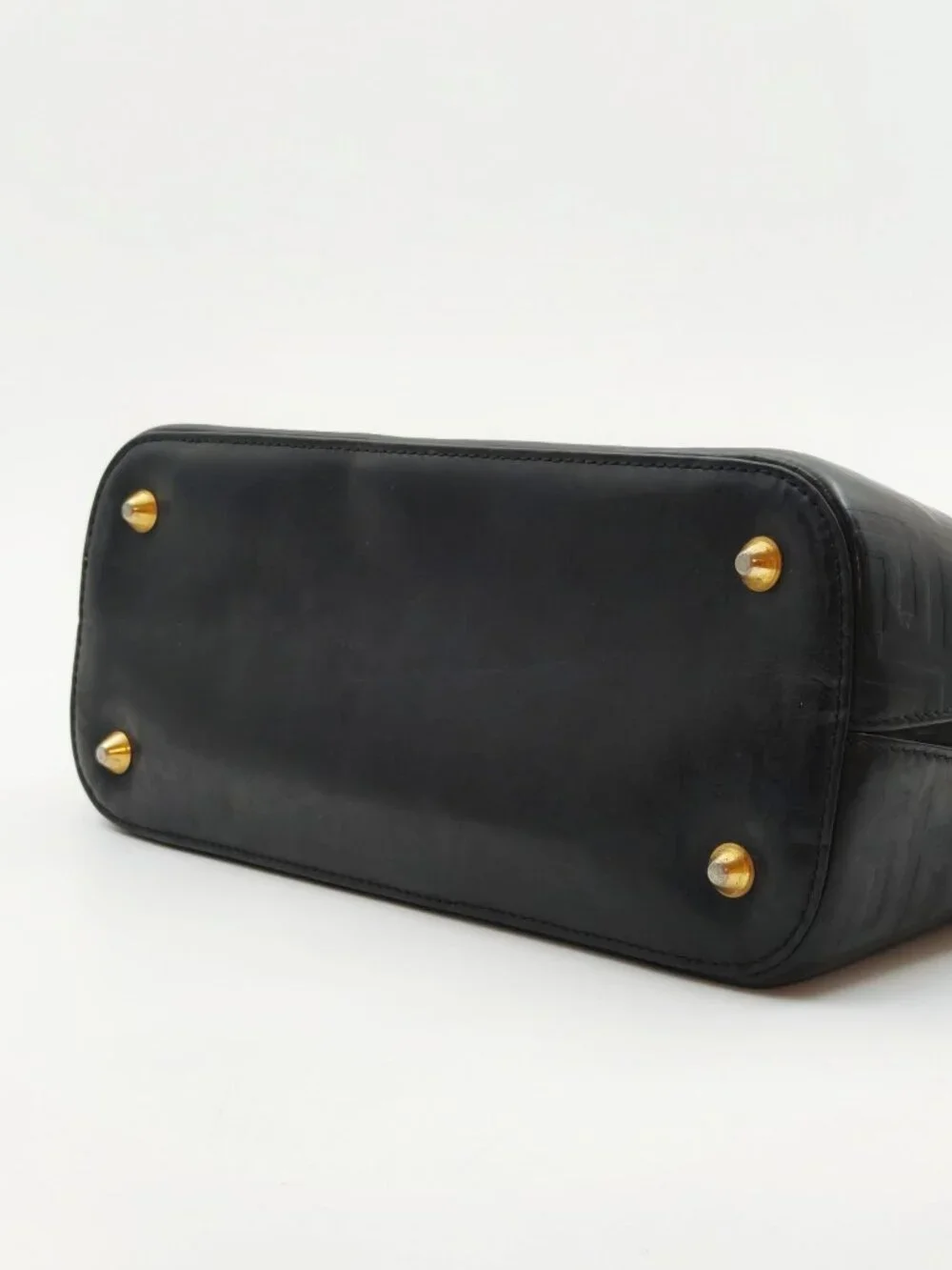Givenchy Vintage Black Embossed Leather Top Handle Handbag Gold Tone Hardware